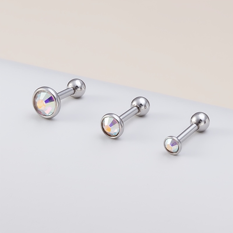 3pcs Synthetic Cubic Zirconia Stud Earrings Set for Women & Men